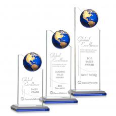 Employee Gifts - Arden Globe Blue/Gold Spheres Crystal Award