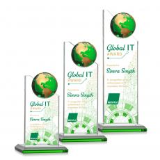 Employee Gifts - Arden  Full Color Green/Gold Spheres Crystal Award