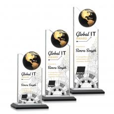 Employee Gifts - Arden Full Color Black/Gold Spheres Crystal Award