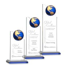 Arden Globe Blue/Gold Spheres Crystal Award - Crystal Globe Awards 