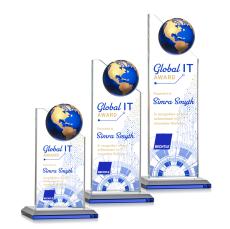 Arden Full Color Blue/Gold Spheres Crystal Award - Crystal Awards