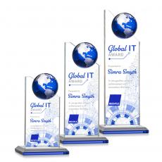 Employee Gifts - Arden Full Color Blue/Silver Spheres Crystal Award