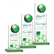 Employee Gifts - Arden Full Color  Green/Silver Spheres Crystal Award