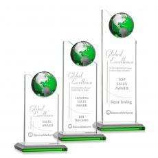 Employee Gifts - Arden Globe Green/Silver Spheres Crystal Award