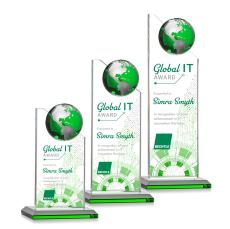 Arden Full Color  Green/Silver Spheres Crystal Award - Crystal Awards