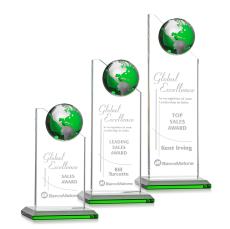 Arden Globe Green/Silver Spheres Crystal Award - Crystal Awards