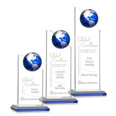 Arden Globe Blue/Silver Spheres Crystal Award - Crystal Awards
