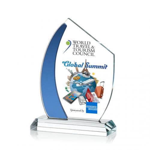 Corporate Awards - Hausner Full Color Blue Peak Crystal Award