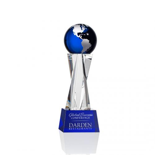 Corporate Awards - Havant Globe Blue/Silver Spheres Crystal Award