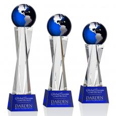 Employee Gifts - Havant Globe Blue/Silver Spheres Crystal Award