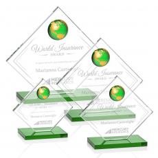 Employee Gifts - Ferrand Globe Green/Gold Spheres Crystal Award