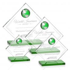 Employee Gifts - Ferrand Globe Green/Silver Spheres Crystal Award