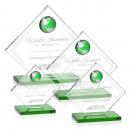 Ferrand Globe Green/Silver Diamond Crystal Award