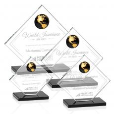 Employee Gifts - Ferrand Globe Black/Gold Spheres Crystal Award