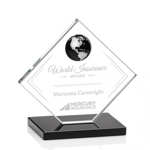 Corporate Awards - Ferrand Globe Black/Silver Diamond Crystal Award