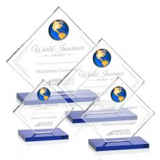 Employee Gifts - Ferrand Globe Blue/Gold Spheres Crystal Award