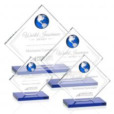 Employee Gifts - Ferrand Globe Blue/Silver Spheres Crystal Award