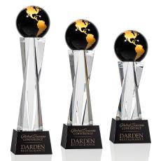 Havant Globe Black/Gold Spheres Crystal Award - Crystal Globe Awards 