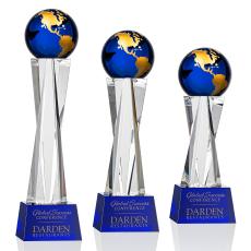 Havant Globe Blue/Gold Spheres Crystal Award - Crystal Globe Awards 