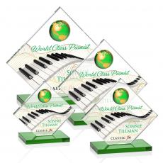 Employee Gifts - Ferrand Full Color Green/Gold Spheres Crystal Award