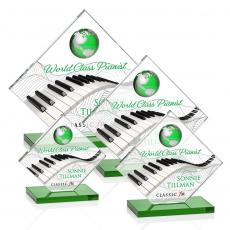 Employee Gifts - Ferrand Full Color Green/Silver Spheres Crystal Award