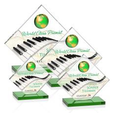 Ferrand Full Color Green/Gold Spheres Crystal Award - Crystal Awards