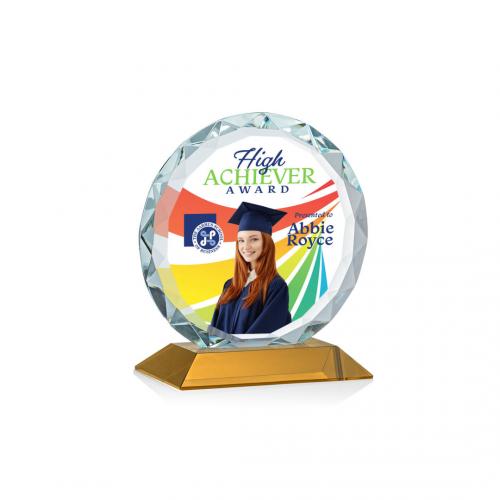 Corporate Awards - Centura Full Color Amber Circle Crystal Award
