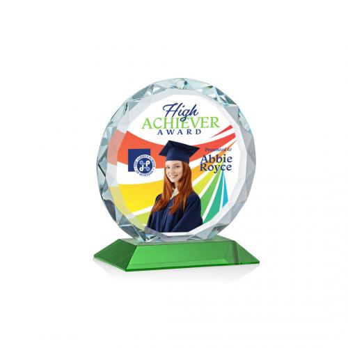 Corporate Awards - Centura Full Color Green Circle Crystal Award