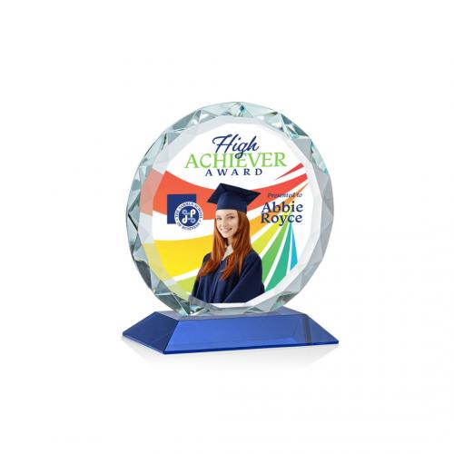 Corporate Awards - Centura Full Color Blue Circle Crystal Award