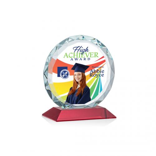 Corporate Awards - Centura Full Color Red Circle Crystal Award
