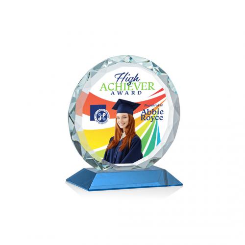 Corporate Awards - Centura Full Color Sky Blue Circle Crystal Award