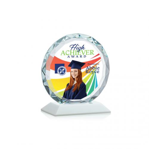 Corporate Awards - Centura Full Color White Circle Crystal Award