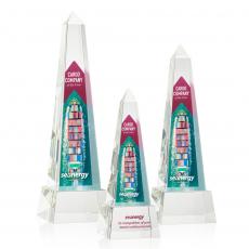 Employee Gifts - Master Full Color Clear on Base Obelisk Crystal Award
