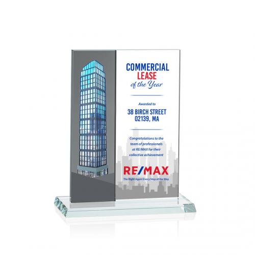 Corporate Awards - Composite Vertical Full Color Grey Rectangle Crystal Award