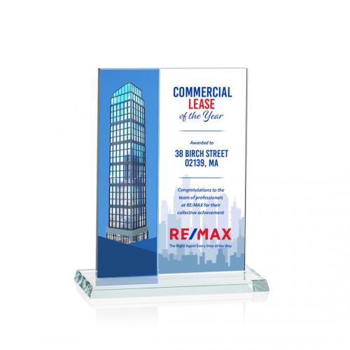 Corporate Awards - Composite Vertical Full Color Blue Rectangle Crystal Award