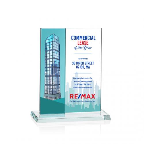 Corporate Awards - Composite Vertical Full Color Teal Rectangle Crystal Award