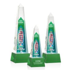 Master Full Color Green on Base Obelisk Crystal Award - Crystal Awards