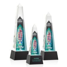 Master Full Color Black on Base Obelisk Crystal Award - Crystal Awards