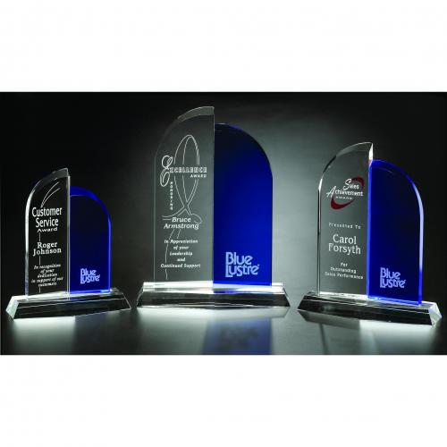 Corporate Awards - Service Awards - Blue & Clear Optical Crystal Arch Brigadier Award