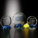 Greenbrier Indigo Blue & Clear Optical Crystal Circle Award