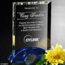 Greenbrier Indigo Blue & Clear Optical Crystal Rectangle Award