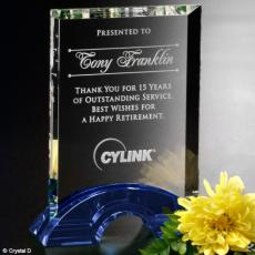 Employee Gifts - Greenbrier Indigo Blue & Clear Optical Crystal Rectangle Award