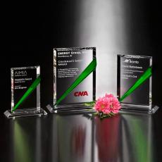 Employee Gifts - Danbury Emerald Green Optical Crystal Rectangle Award