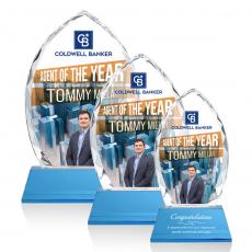 Employee Gifts - Wilton Full Color Sky Blue on Newhaven Arch & Crescent Crystal Award