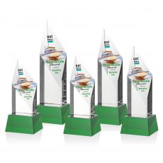 Employee Gifts - Vertex Full Color Green on Base Diamond Crystal Award