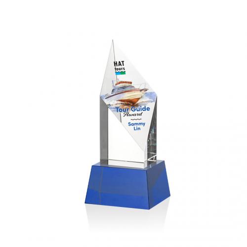 Corporate Awards - Vertex Full Color Blue on Base Diamond Crystal Award