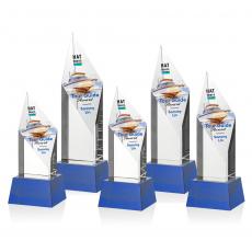 Employee Gifts - Vertex Full Color Blue on Base Diamond Crystal Award