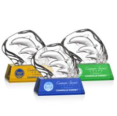 Ottavia 3 Dolphins Full Color Animals Crystal Award - Glass Awards