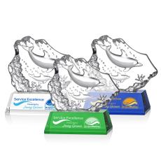Ottavia 2 Dolphins Full Color Animals Crystal Award - Glass Awards