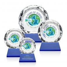 Employee Gifts - Seville Full Color Blue on Base Circle Crystal Award